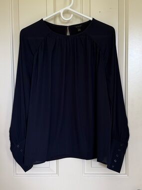 Mixed Media Long-Sleeve Blouse